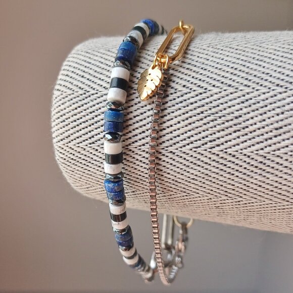 New men's Stainless Steel Silver box chain with paperclip link Bracelet - Picture 4 of 6